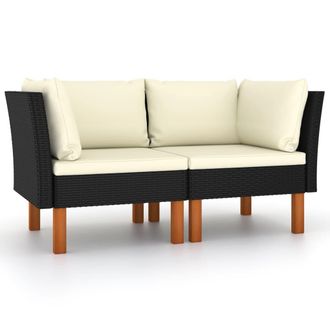 vidaXL Sof&aacute;s De Esquina 2 Uds Rat&aacute;n Sint&eacute;tico Y Madera De Eucalipto Vidaxl