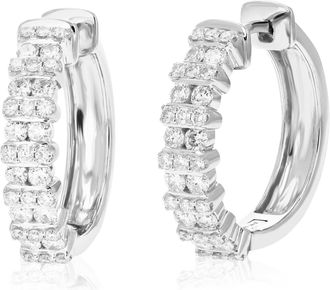 Vir Jewels 1 cttw Lab Grown Diamond Hoops Earrings in Sterling Silver With Hidden Post For Women
