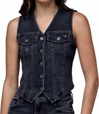 Hidden Jeans Fitted Denim Vest In Charcoal