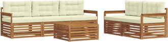 vidaXL Conjunto De Sof&aacute;s De Exterior 6 Uds. Natural Y Crema Vidaxl