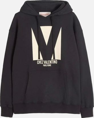 Valentino Mens Valentino Chez Valentino Print Hoodie in Black - Size: 42