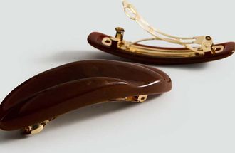 Mango Set 2 mollette per capelli marrone - Donna - Taglia unica - MANGO