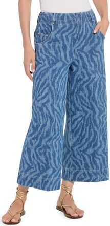 Lyss&eacute; Leo Print High Waist Ankle Wide Leg Denim Pants in Current Ripples at Nordstrom, Size X-Small