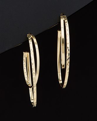 Italian Gold, Inc 14K Italian Gold Diamond Cut Graduated Oval Double Open Hoops