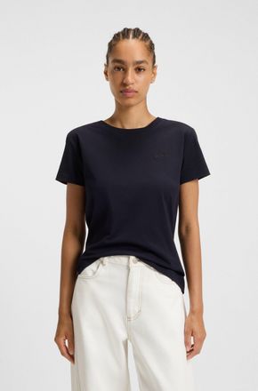 Boss Orange by Hugo Boss T-Shirt BOSS ORANGE Esogo Premium Damenmode, Damen, Gr. XS, blau (dunkelblau 408), Single Jersey, Obermaterial: 100% Baumwolle, unifarben, slim fit h&uuml;