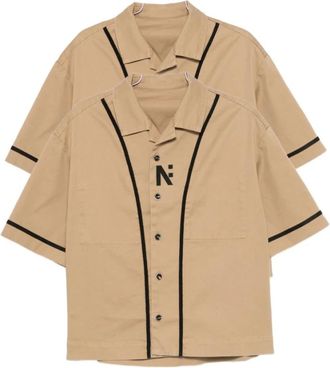 Nine In The Morning Orazio Shirt - Heren - Korte mouwen Overhemden - Beige - XL - Katoen - Overhemden