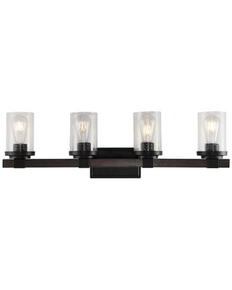 Jonathan Y Designs Jonathan Y Bungalow 32In 4-Light Iron/Seeded Glass Rustic Farmhouse Led Vanity Light