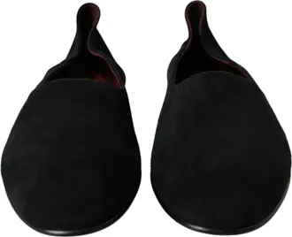 Dolce & Gabbana Black Suede Loafers Formal Dress Slip On Mens Shoes