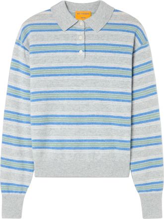 Guest In Residence Collegiate Stripe Cashmere Polo Shirt