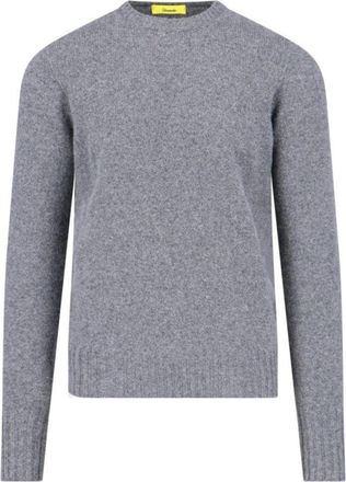 Drumohr Crewneck Sweater In Grey Melange Wool Ribbed Trim