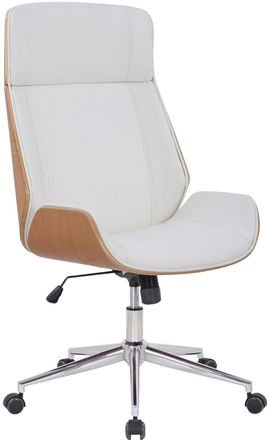 Clp Silla de oficina giratoria regulable en Simil cuero Natural/blanco