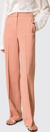 Twinset Pantaloni wide leg in twill a vita media con chiusura a scomparsa