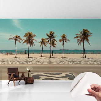 Tulup Fotomurale Adesivo - Carta Da Parati Adesiva - Per La Cucina Camera Da Letto Per La Soggiorno - Palme Sulla Spiaggia 416x254 Cm