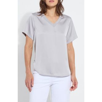 Lyss&eacute; Sonja V-Neck Mixed Media Top in Pearl Grey at Nordstrom Rack, Size X-Large
