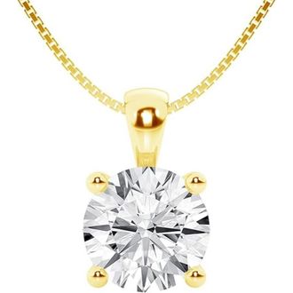 Grown Brilliance 3 Carat Round Lab Grown Diamond Solitaire Pendant in 14K Yellow Gold, IGI Certified, Prong Set, E-F Color, VS Clarity