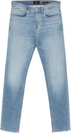 7 For All Mankind Jeans met verweerd effect - Heren - Regular Fit Jeans - Blauw - W30 - Katoen - Jeans