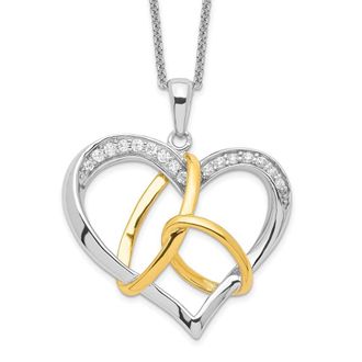 Diamond2Deal Sterling Silver Gold-plated Cubic Zirconia To Have And To Hold Necklace