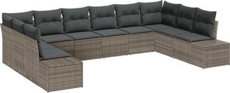 vidaXL Vidaxl - Garden Sofa Set 10 pcs Grey 344 x 209 x 85 cm Poly rattan
