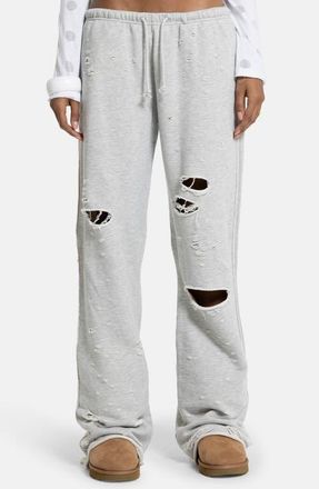 Jaded London Cleo Distressed Cotton Blend Joggers in Grey at Nordstrom, Size X-Large