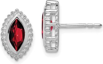 Diamond2Deal 14k White Gold Marquise Garnet Stud Earrings