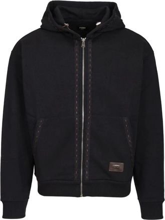 Fendi Hoodies & sweatvesten, Heren, Blauw, L, Katoen, Katoenen Hoodie met Rits