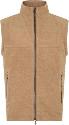 Fedeli Cashmere Vest met Rits - Heren - Bodywarmers - Bruin - M - Kasjmier - Jassen