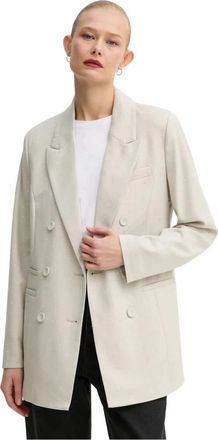 Bruuns Bazaar Gedecoreerde Double-Breasted Blazer - Dames - Blazers - Beige - L - Wol - Jassen