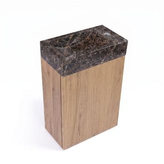 Saniclass Holz Atelier Toiletmeubelset - 40x60.5cm - 1 deur - fontein dark emporador - kraangat rechts - eiken natural
