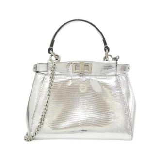 Fendi Pre-owned Peekaboo Mini tas - unisex - Vintage Handtas - Grijs - ONE Size - Leer - Vintage