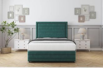 Comfort Beds Anna Plush Divan Set No Drawers-54 Headboard-Footboard in Emerald | Size: Double