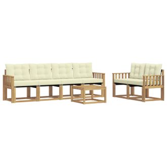 vidaXL Conjunto De Sof&aacute;s De Exterior Con Coj&iacute;n 7 Pcs Blanco Y Crema Vidaxl