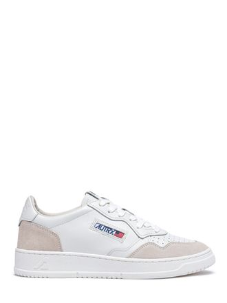 Autry Total White Low-Top Sneakers with Leather and Suede Accents