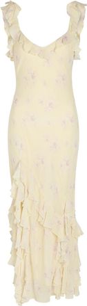 LoveShackFancy Loveshackfancy Roseline Floral-print Georgette Maxi Dress - Yellow - 8 (UK12 / M)
