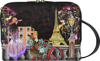 Anuschka Womens Original Leather Hand-Painted Expandable Triple Compartment Crossbody, Paris at Night, One Size