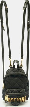 Moschino Black Quilted Nylon Mini Classic Logo Backpack