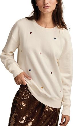Lucky Brand Valentine Heart Crewneck Sweatshirt in Cream Multi at Nordstrom, Size X-Small