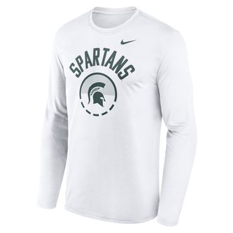 Nike Michigan State Courtside Nike Mens Dri-FIT College Long-Sleeve T-Shirt in White | 02TJ10AMST-FFP