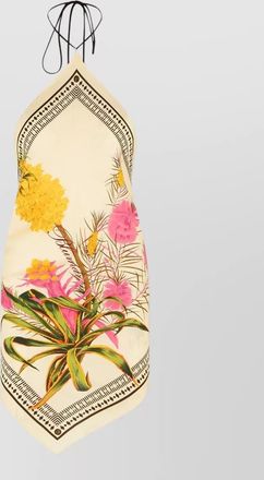 Blumarine twill scarf top halterneck floral tie