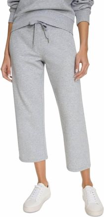 Calvin Klein Womens Cropped Drawstring-Waist Pants In Pearl Grey Heather