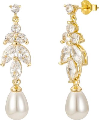 Untamed Petals Leo Pearl and Crystal Drop Earrings in Gold at Nordstrom
