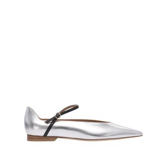 Lella Baldi Th&eacute;a Leren Ballerinas met Puntige Neus - Dames - Schoenen - Grijs - Maat: 36 1/2 EU Leer