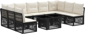 vidaXL Conjunto De Sof&aacute;s De Jard&iacute;n 10 Uds. Negro Rat&aacute;n Sint&eacute;tico Vidaxl