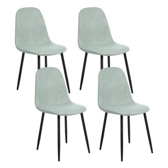 Beliani Beliani - Conjunto De 4 Sillas De Comedor Tapicer&iacute;a De Poli&eacute;ster Patas De Hierro Negro Sin Reposabrazos Comedor Verde Crandall