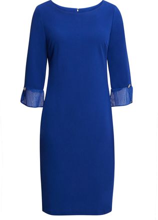 Gina Bacconi Womens Kerry Short Sheath Dress With Illusion Pleated Sleeve Detail - Blue - Size 22 UK