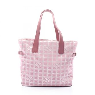Chanel Pink Leather Nylon Canvas Handbag Tote Bag (Pre-Owned)