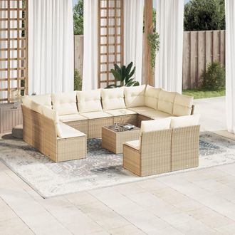 vidaXL Set De Sof&aacute;s De Jard&iacute;n 12 Pzas Y Cojines Rat&aacute;n Sint&eacute;tico Marr&oacute;n Vidaxl