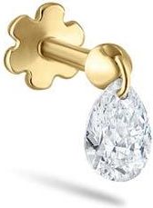 Maria Tash Single Floating Pear Diamond Charm Threaded Stud Earring in Yellow Gold at Nordstrom, Size 4
