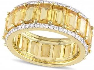 Allurez Emerald Cut Yellow Sapphire & Diamond Band 14k Yellow Gold (11.12ct)