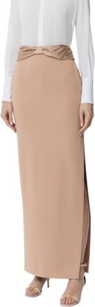 Elisabetta Franchi Elegante Lange Cr&ecirc;pe Rok met Zijsplit - Dames - Maxi Rokken - Roze - M - Polyester - Rokken