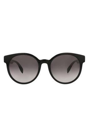 Alexander McQueen 55mm Core Round Sunglasses in Black Black Grey at Nordstrom Rack